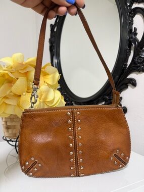 Michael kors Tan Leather Studded Wristlet Shoulder Bag